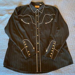 Men’s Scully Black & White Western Shirt with Square Pearl Snap Buttons - XXL